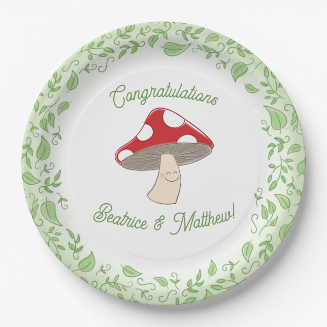Mushroom Baby Shower Paper Plates (Front)
