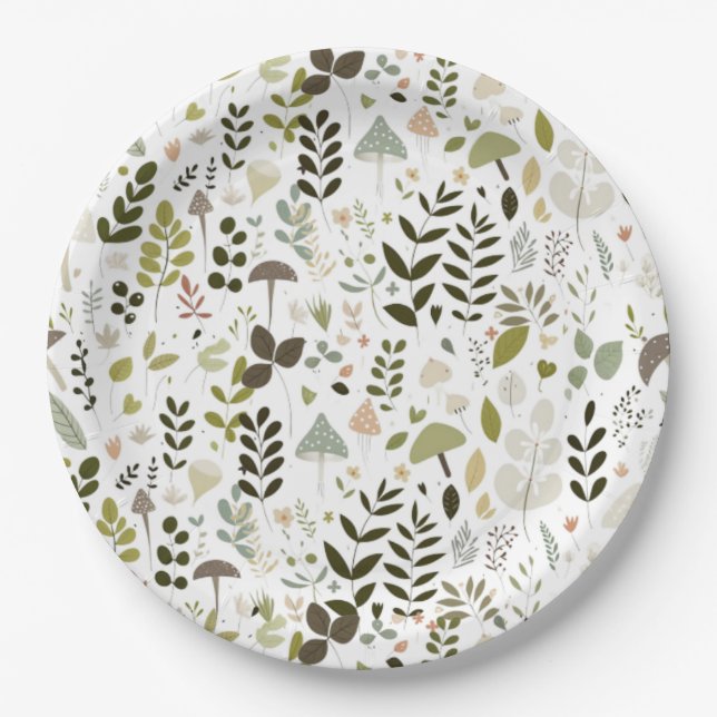 Mushroom Baby Shower  Paper Plates (Front)