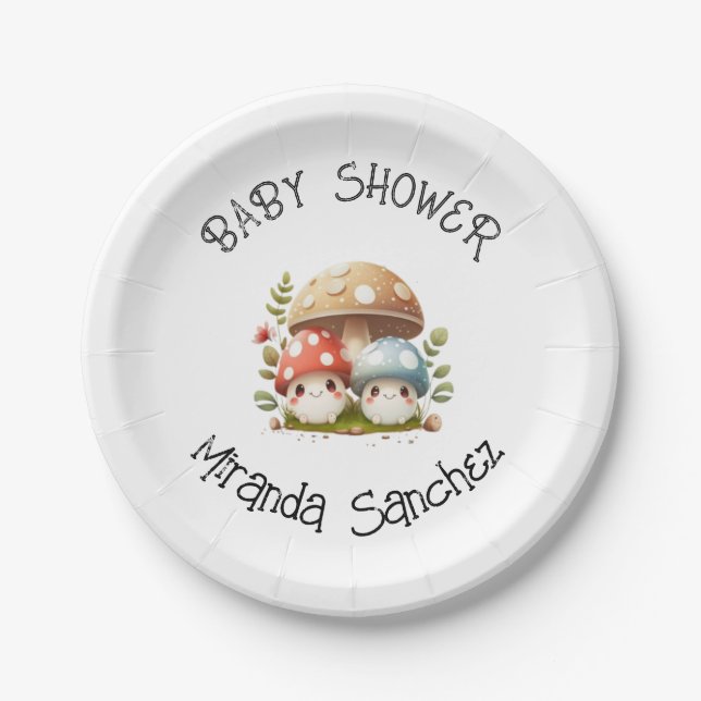 Mushroom Baby Shower  Paper Plates (Front)