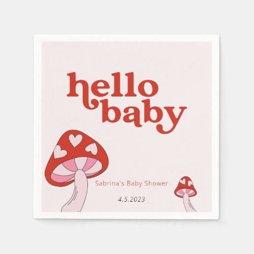 Mushroom Baby Shower Red and Pink Napkins