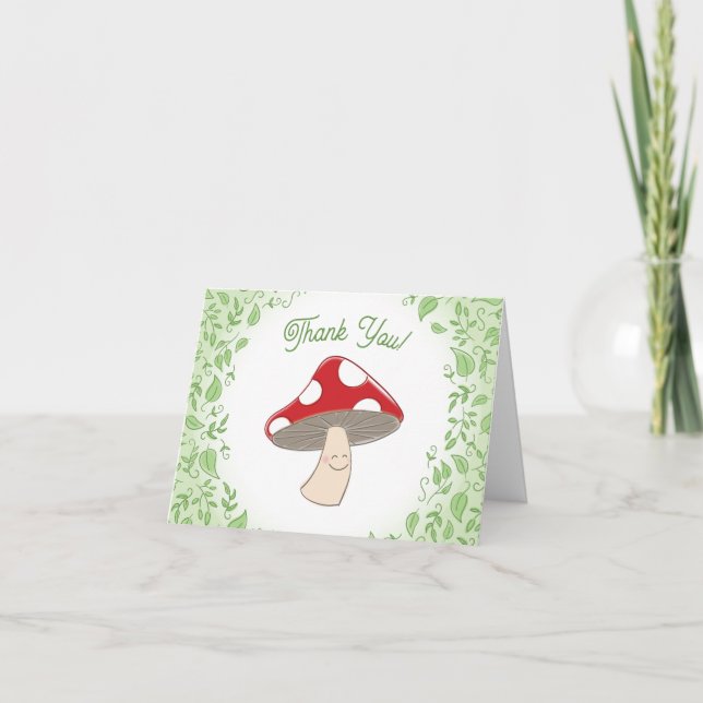 Mushroom Baby Shower Thank You Card (Front)