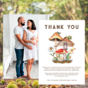 Mushroom Baby Shower Thank You Card Personalized
