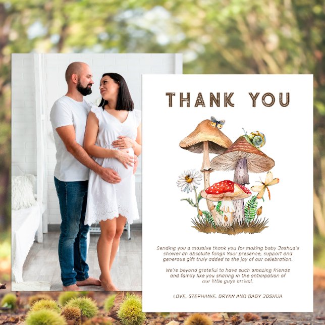 Mushroom Baby Shower Thank You Card | Personalized (Mushroom Baby Shower Thank You Card)