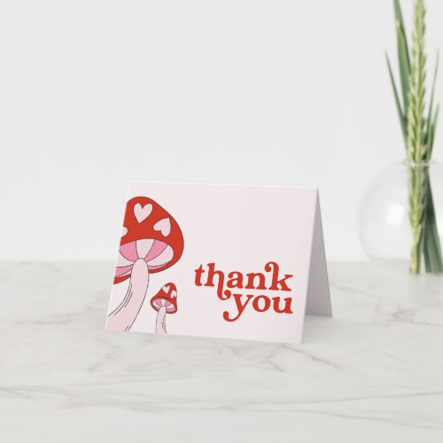 Mushroom Baby Shower Thank You  Red  Pink Invitation