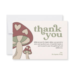 Mushroom Baby Shower Thank You | Sage Green Card