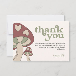 Mushroom Baby Shower Thank You   Sage Green Card