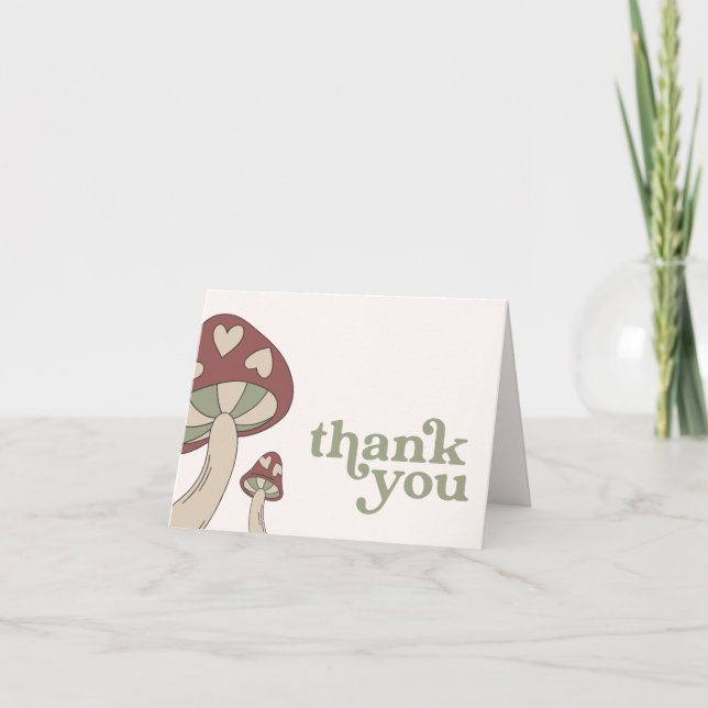Mushroom Baby Shower Thank You | Sage Green Invitation (Front)