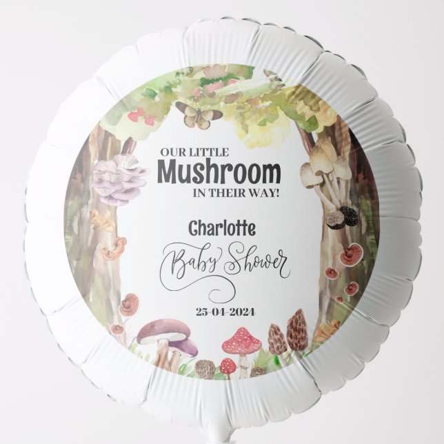 mushroom baby shower woodland forest  balloon (Front)