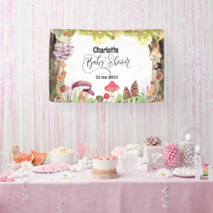 mushroom baby shower woodland forest banner