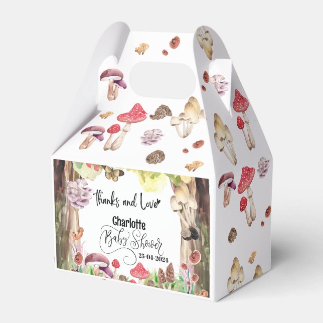 mushroom baby shower woodland forest  favor boxes (Front Side)