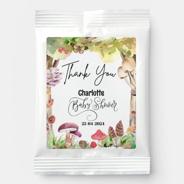 mushroom baby shower woodland forest  hot chocolate drink mix (Front)