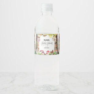 mushroom baby shower woodland forest water bottle label