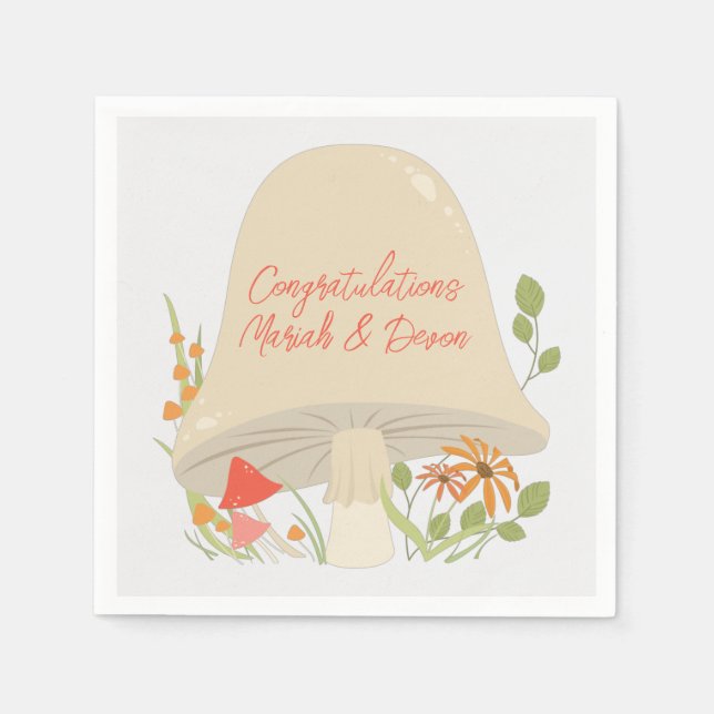 Mushroom Baby Shower Woodland Napkins (Front)