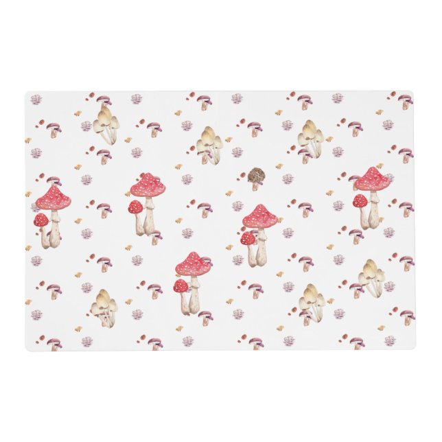 mushroom baby shower woodland pattern placemat (Front)