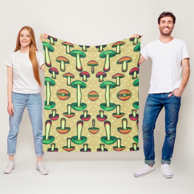 Mushroom Background Fleece Blanket (In Situ)