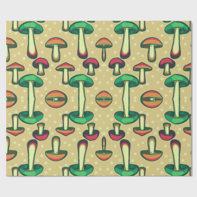 Mushroom Background Wrapping Paper (Flat)