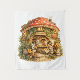 Mushroom Bakery | Whimsical Woodland Cottagecore Tapestry