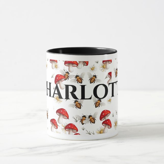 mushroom & bee customizable coffee mug  (Center)