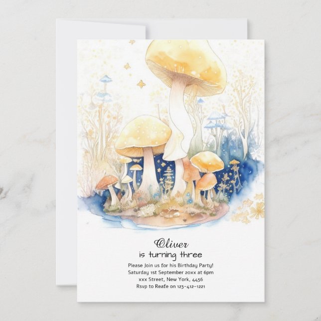 Mushroom Birthday Invitation (Front)