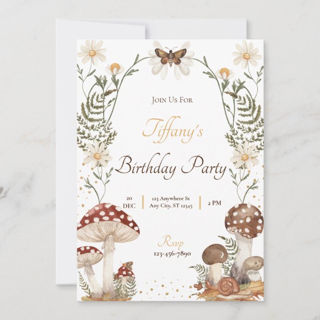 Mushroom Birthday Invitation (Front)