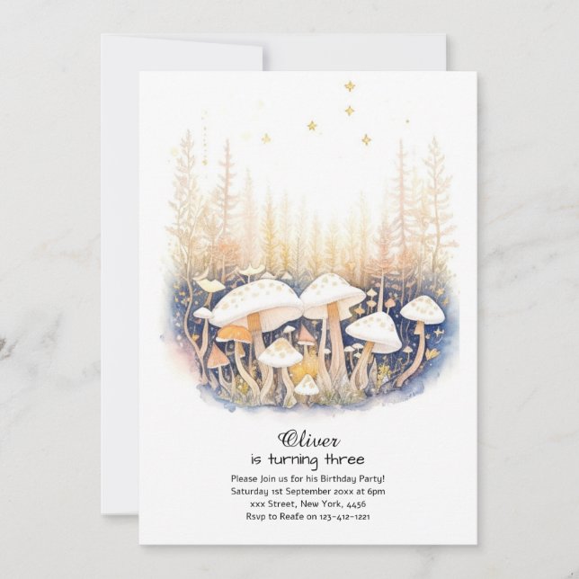 Mushroom Birthday Invitation (Front)
