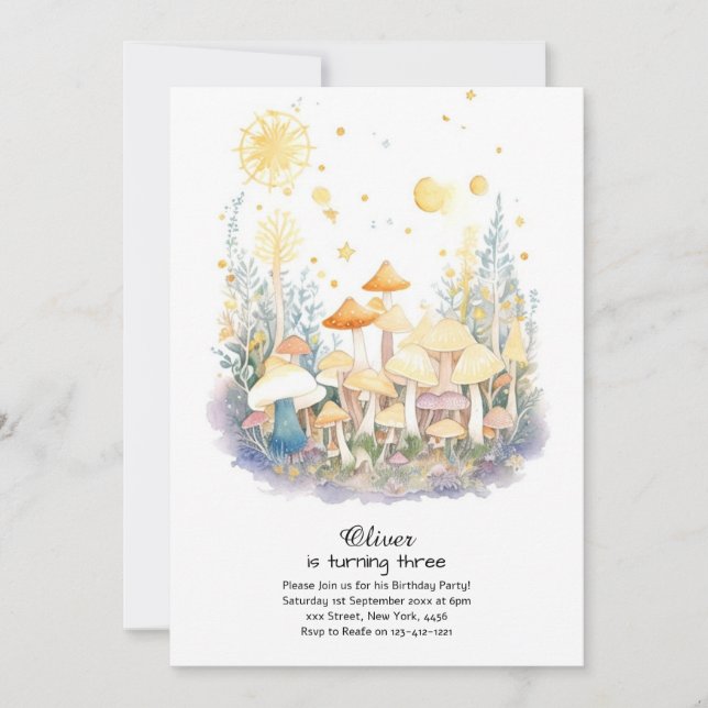 Mushroom Birthday Invitation (Front)