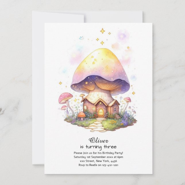 Mushroom Birthday Invitation (Front)