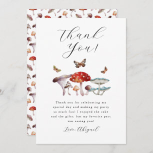 Mushroom Birthday Party Thank You Card