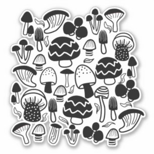 Mushroom Black Sticker