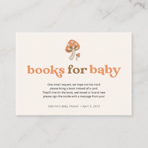 Mushroom Books for Baby  Brown  Orange Enclosure Card