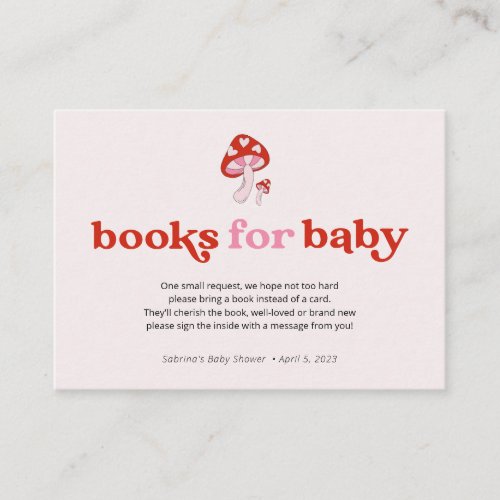 Mushroom Books for Baby  Red  Pink Enclosure Card