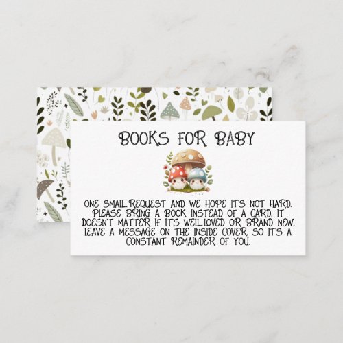 Mushroom BRING A BOOK BABY SHOWER Place Card