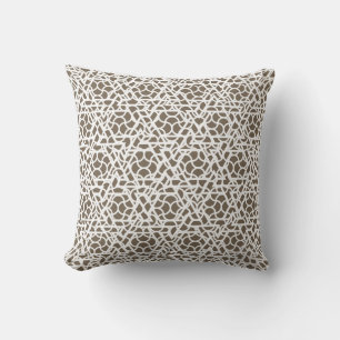 Mushroom Brown and White Ziggy Pattern Throw Pillow