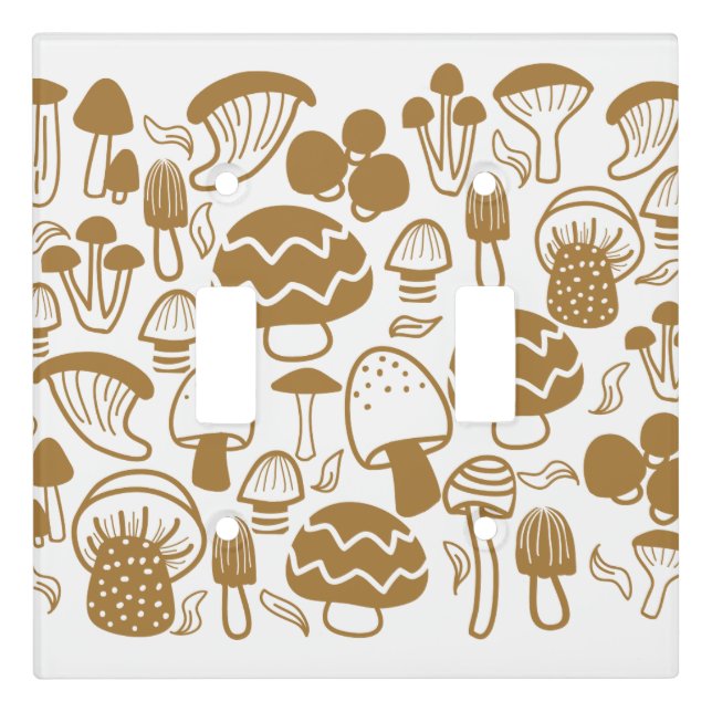 Mushroom Brown White Light Switch Cover (Front)