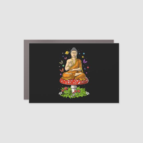 Mushroom Buddha Zen Yoga Meditation Psychedelic Car Magnet