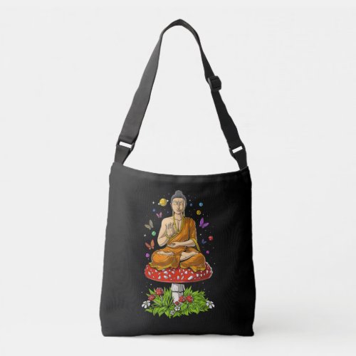 Mushroom Buddha Zen Yoga Meditation Psychedelic Crossbody Bag