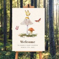Mushroom Butterflies Woodland Nature Baby Shower