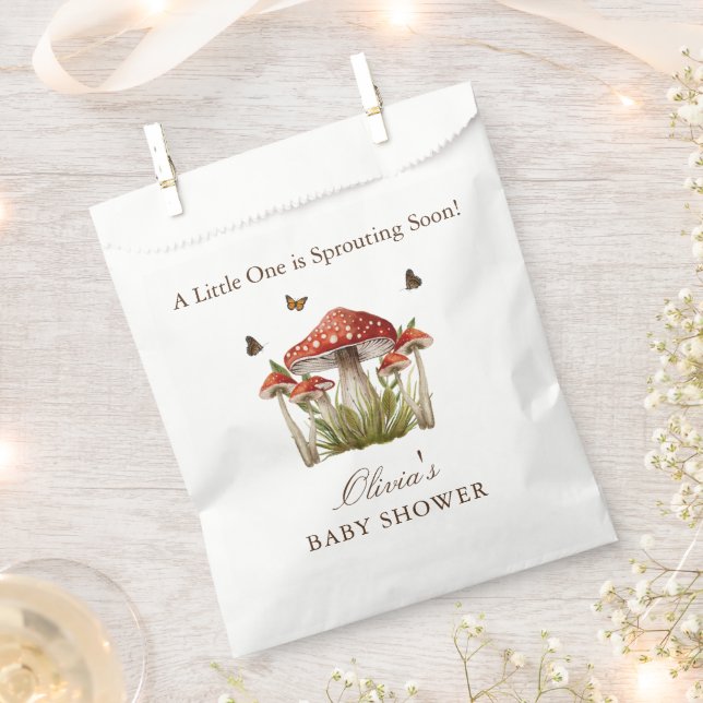Mushroom Butterfly Theme Baby Shower Souvenir Favor Bag (Clipped)