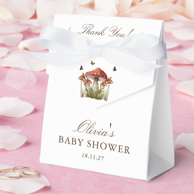Mushroom Butterfly Theme Baby Shower Thank You Favor Boxes (Wedding)