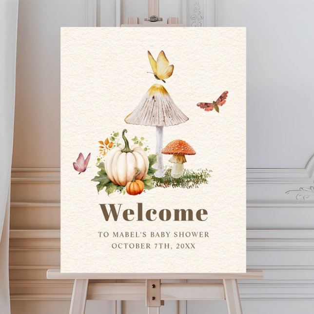 Mushroom Butterfly Woodland Pumpkin Baby Shower  Foam Board (Creator Uploaded)