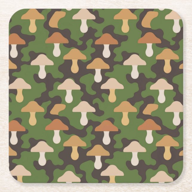  Mushroom Camo Image Coaster Set (Front)