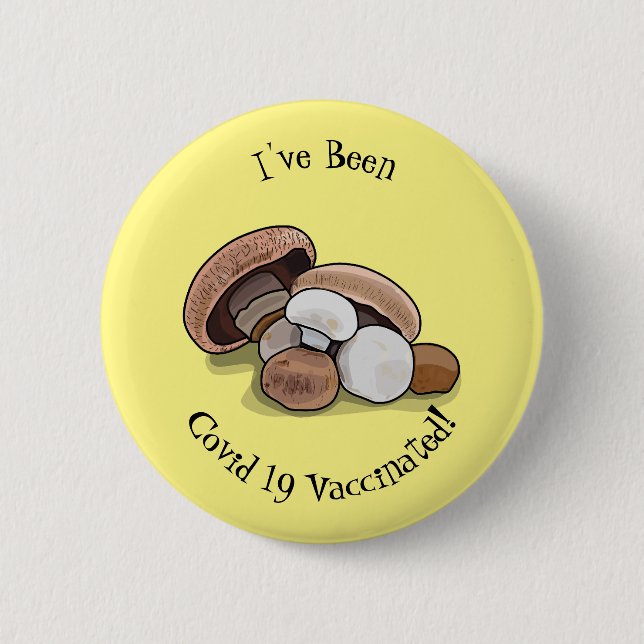 Mushroom cartoon illustration button (Front)