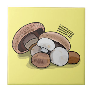 Mushroom cartoon illustration ceramic tile