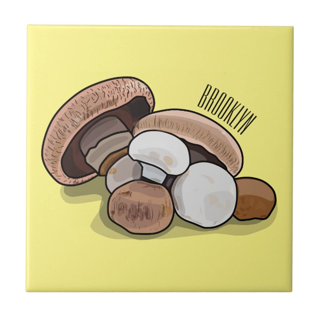 Mushroom cartoon illustration  ceramic tile (Front)