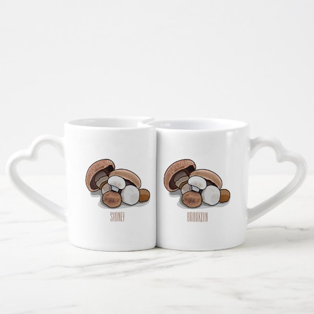 Mushroom cartoon illustration  coffee mug set (Back Nesting)