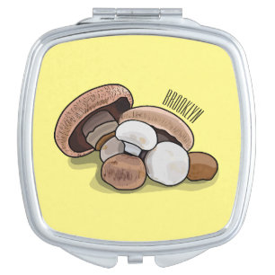 Mushroom cartoon illustration compact mirror