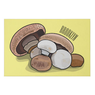 Mushroom cartoon illustration faux canvas print