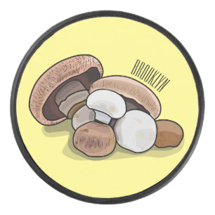 Mushroom cartoon illustration hockey puck