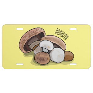 Mushroom cartoon illustration  license plate