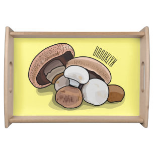 Mushroom cartoon illustration serving tray